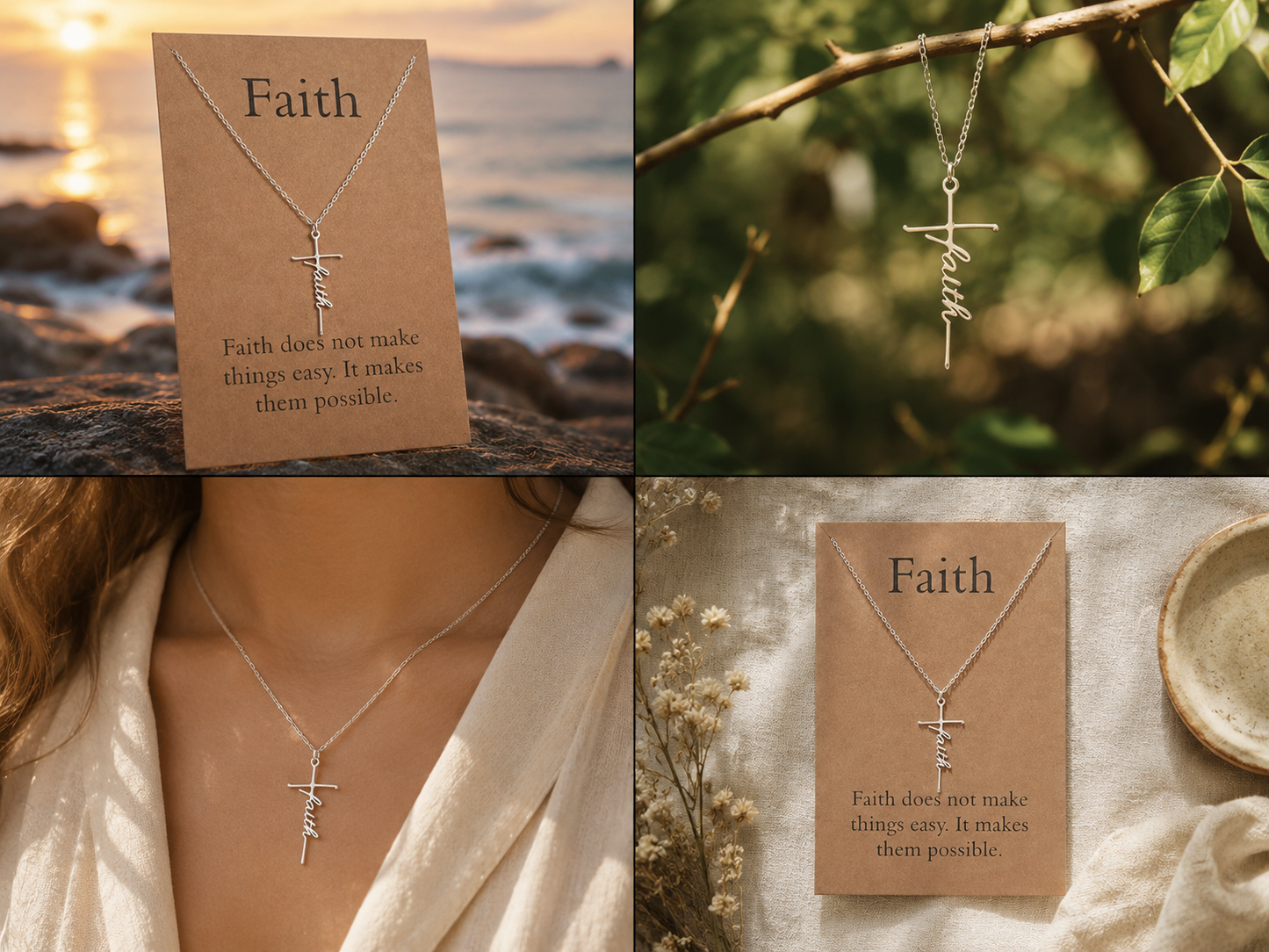 Faith Cross Pendant Necklace for Women