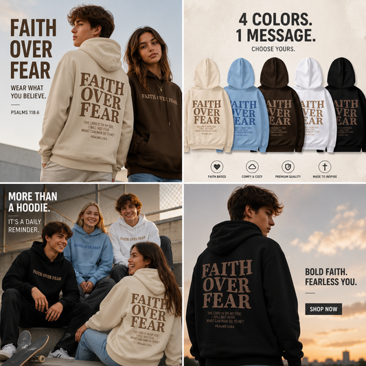 Faith Over Fear Hoodie Unisex Christian Jesus Sweatshirts Bible Verse Graphic Hoodies